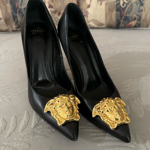 Versace Shoes - Versace Black and Gold Women's Heels